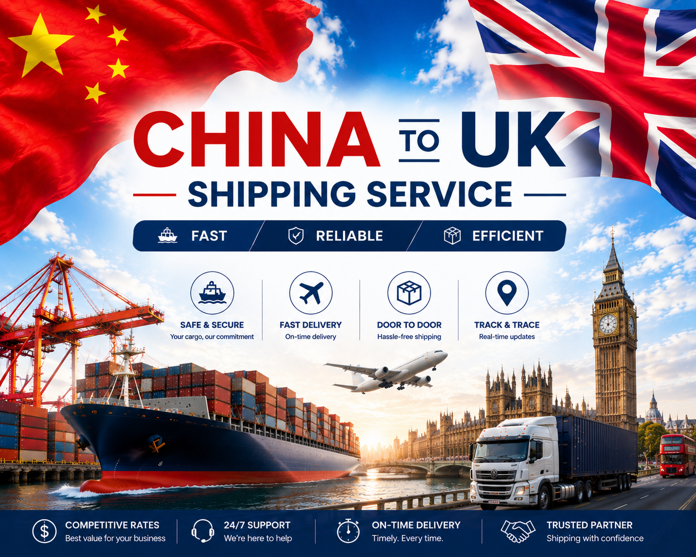 Air and sea shipping from China to UK